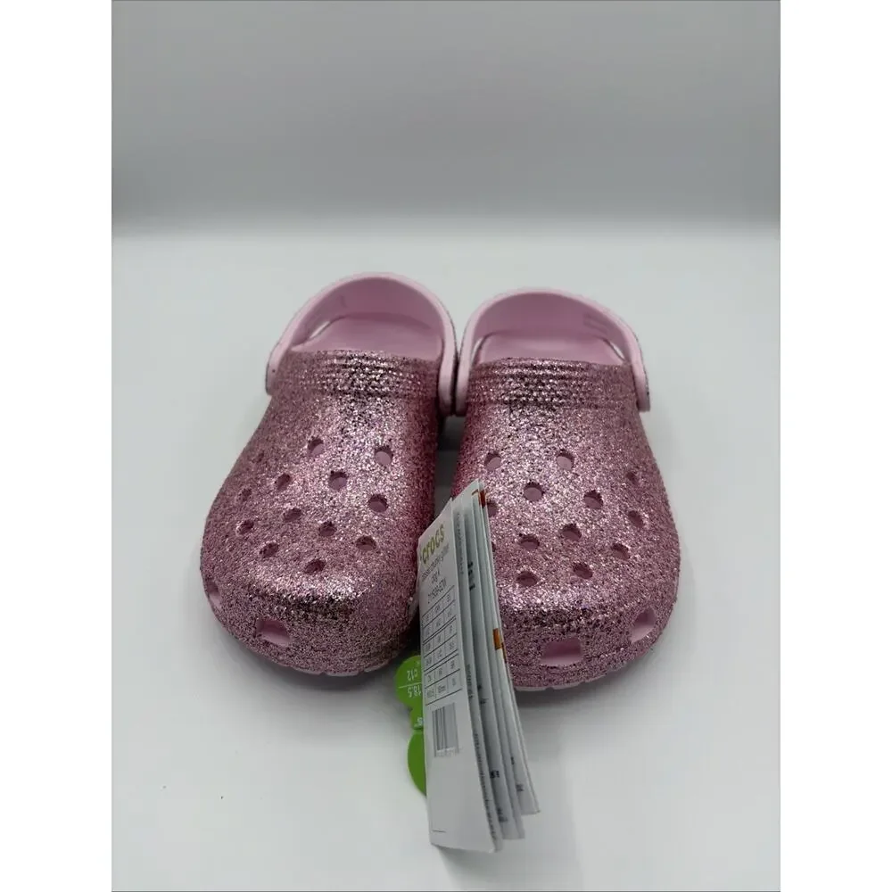 Crocs Classic Chunky Glitter Clog Pink Unisex Kids Size C12 EU 29-30 211939-6ZW